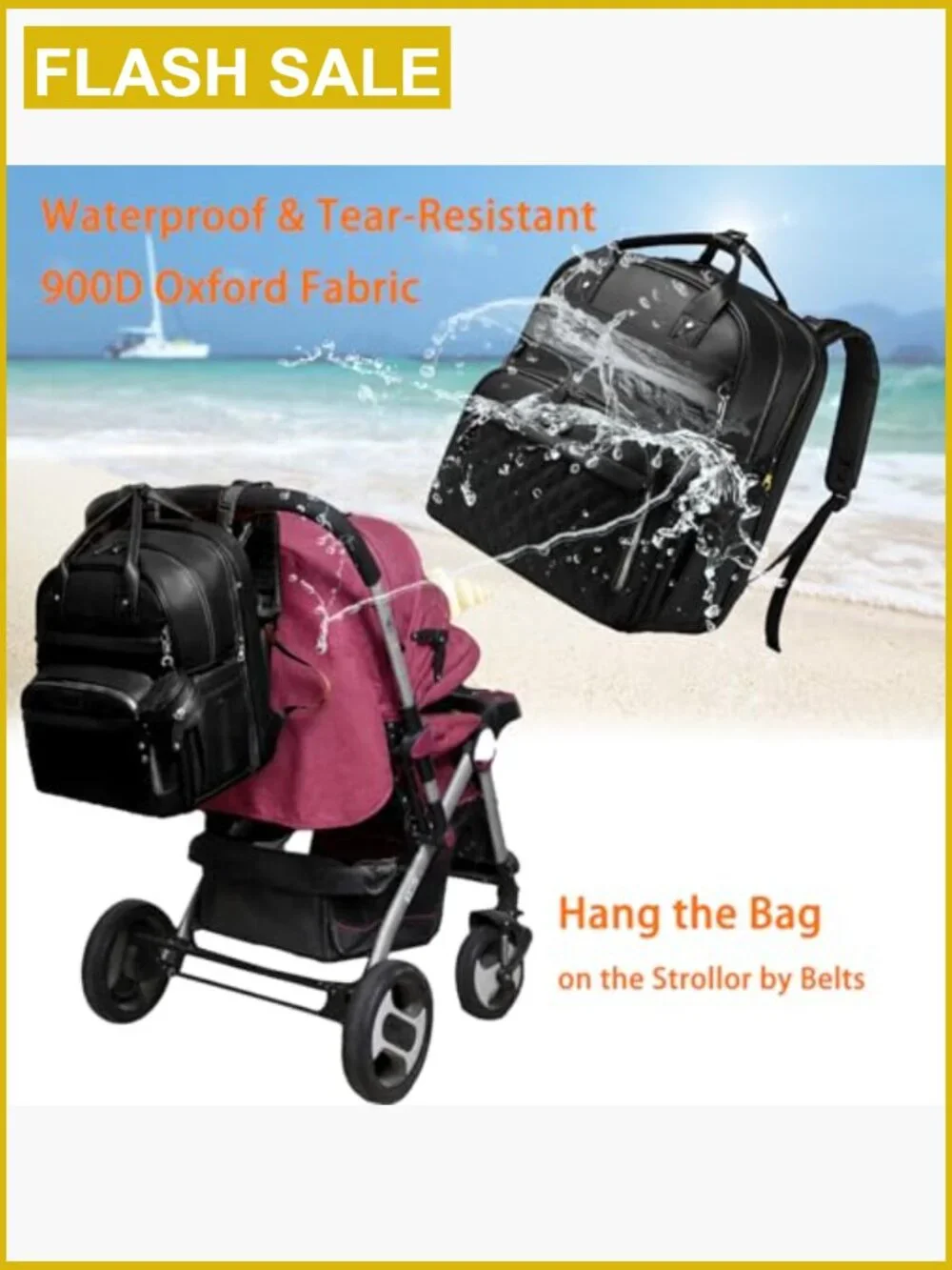 Diaper Bag Backpack with Changing Station, Waterproof Large Capacity, USB